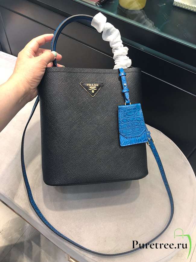 Small Saffiano Leather Prada Crocodile Bag Black Blue | 1BA217 - 1