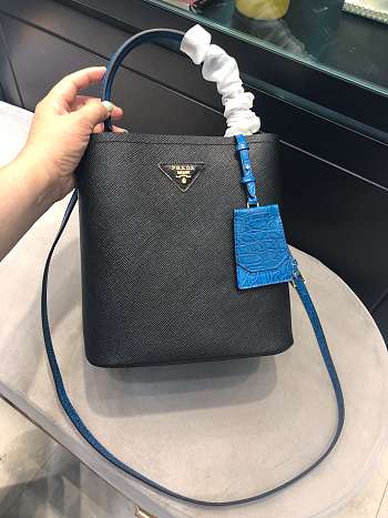 Small Saffiano Leather Prada Crocodile Bag Black Blue | 1BA217