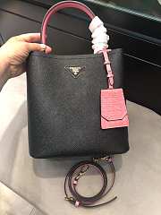 Small Saffiano Leather Prada Crocodile Bag Black Pink | 1BA217 - 1