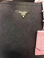 Small Saffiano Leather Prada Crocodile Bag Black Pink | 1BA217 - 3
