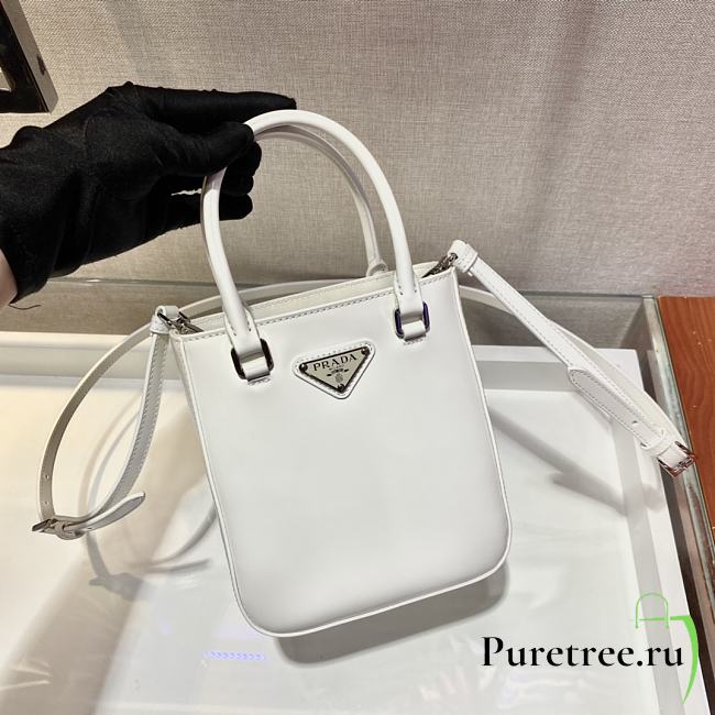 Prada Small Brushed Leather Tote Bag White | 1BA331 - 1