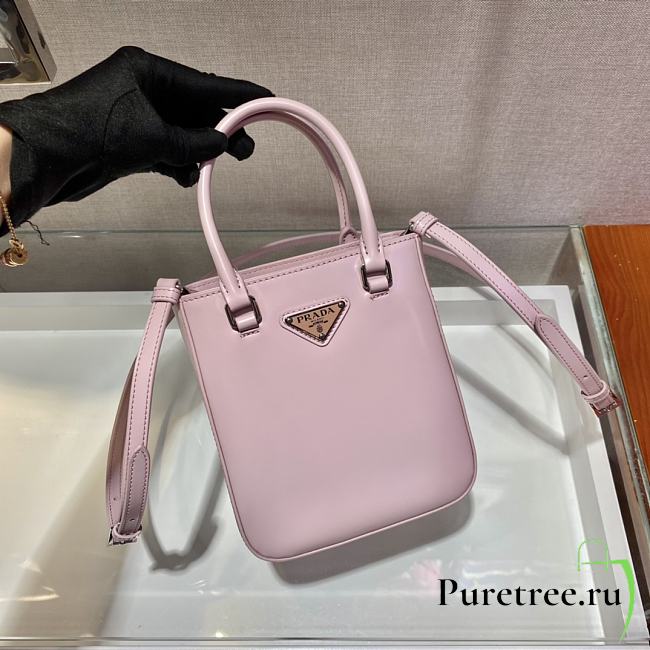 Prada Small Brushed Leather Tote Bag Alabaster Pink | 1BA331 - 1