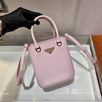 Prada Small Brushed Leather Tote Bag Alabaster Pink | 1BA331