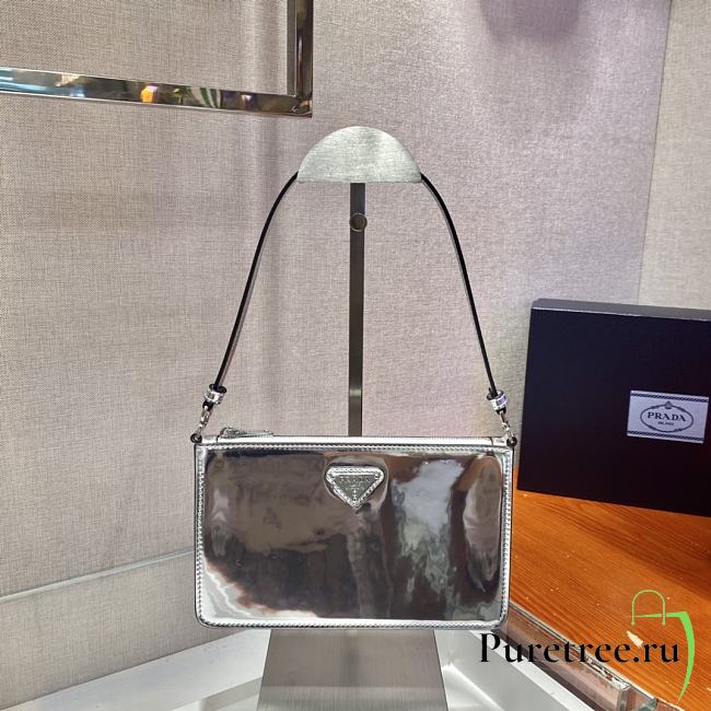 Saffiano leather mini bag silver | 1BC155 - 1
