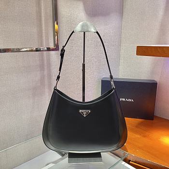 Prada Cleo brushed leather shoulder bag black 30cm | 1BC156