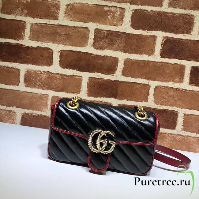 Gucci Shoulder GG Marmont Mini Black/Red | 446744 - 1