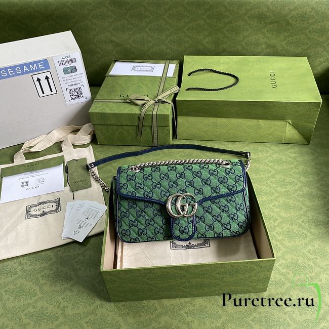Gucci Shoulder GG Marmont Small Green/Blue | 443497 - 1