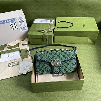 Gucci Shoulder GG Marmont Small Green/Blue | 443497