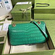 GG Marmont crocodile small shoulder green bag | 443497 - 2