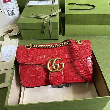 GG Marmont crocodile small shoulder red bag | 443497