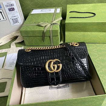 GG Marmont crocodile small shoulder black bag | 443497