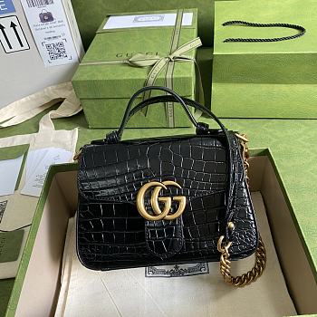 GG Marmont crocodile mini top handle black bag | 547260