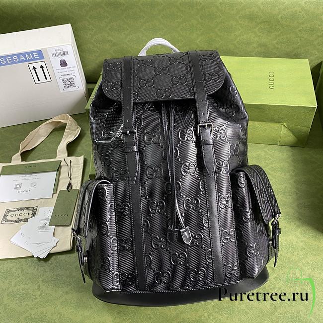 GG embossed backpack black leather | 625770 - 1