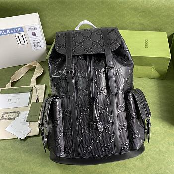 GG embossed backpack black leather | 625770