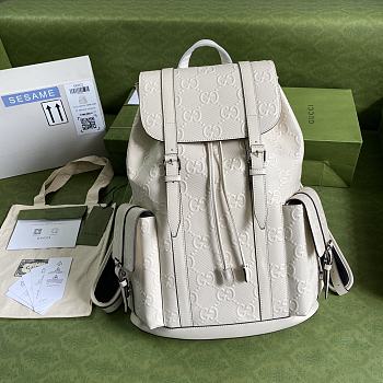 GG embossed backpack white leather | 625770