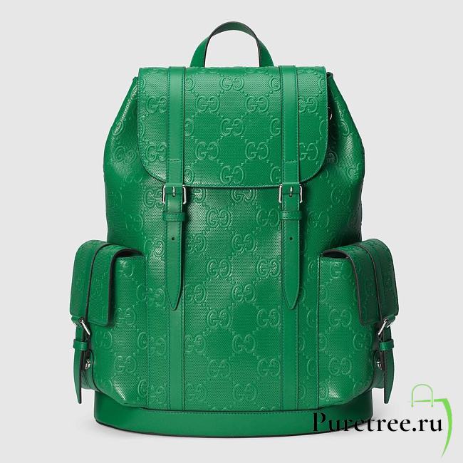 GG embossed backpack green leather | 625770 - 1