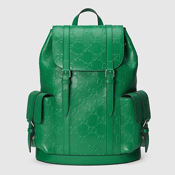 GG embossed backpack green leather | 625770