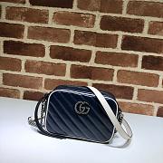 GG Marmont small matelassé shoulder blue bag 18cm | 448065 - 1