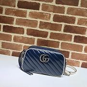 GG Marmont small matelassé shoulder blue bag 24cm | 448065 - 1