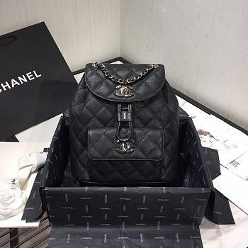 Chanel Grained Calfskin Black Backpack | AS1371