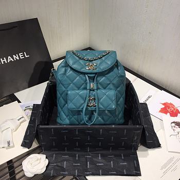 Chanel Grained Calfskin Blue Backpack | AS1371