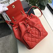 Chanel Grained Calfskin Red Backpack | A57571  - 5