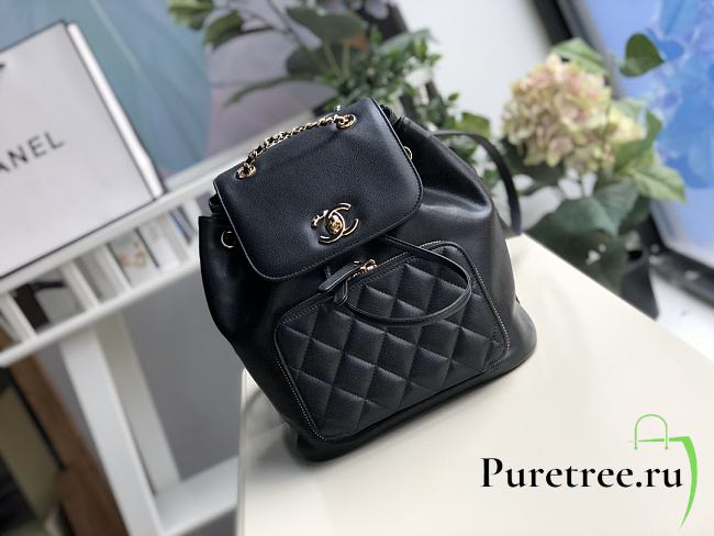 Chanel Grained Calfskin Black Backpack | A57571 - 1