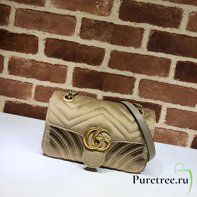 GUCCI Velvet Matelasse GG Marmont Beige | 446744 - 1