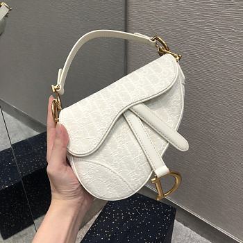 Dior Saddle Small Bag White Dior Oblique size 19.5cm