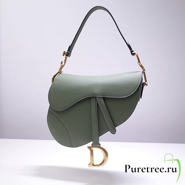 Dior Saddle Bag Green Grain Leather size 25.5 x 20 x 6.5 cm - 1