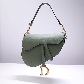 Dior Saddle Bag Green Grain Leather size 25.5 x 20 x 6.5 cm