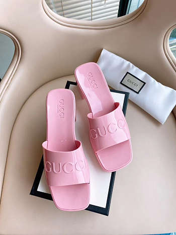 Pink Rubber Women's GG Slide Sandal