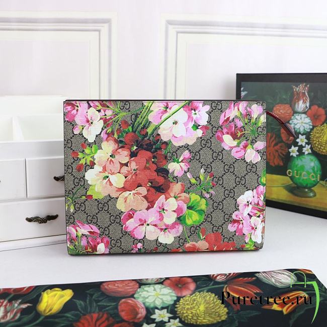 Gucci Large Gg Blooms Clutch Red/Beige | 430268 - 1