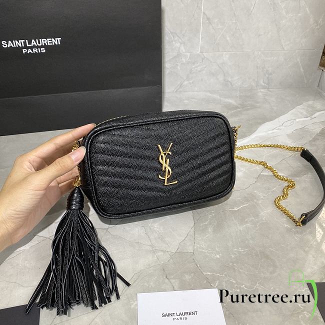 YSL LOU CAMERA BAG IN QUILTED LEATHER BLACK GOLD 18CM | 585040 - 1