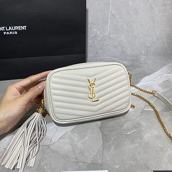 YSL LOU CAMERA BAG IN QUILTED LEATHER WHITE | 585040