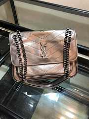 YSL NIKI MEDIUM IN CRINKLED VINTAGE LEATHER SILVER 28CM | 498894 - 1