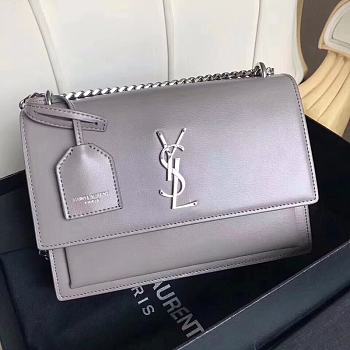 YSL sunset monogram medium smooth leather gray
