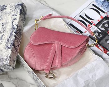 Dior Saddle Oblique Velvet Pink 19cm | S9001