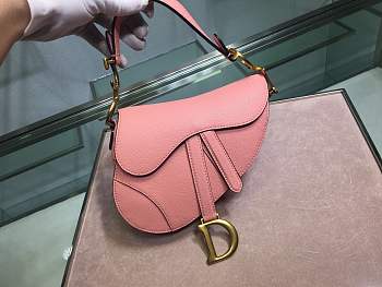 Dior Saddle Small Bag Pink Grain Leather size 19.5 x 16 x 6.5 cm