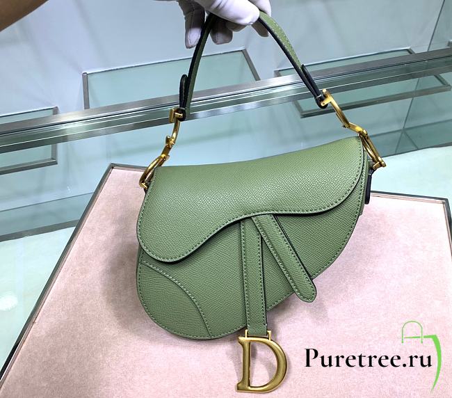 Dior Saddle Small Bag Green Grain Leather size 20 x 16 x 7 cm - 1