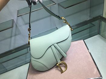 Dior Saddle Bag Light Green Grain Leather size 25.5 x 20 x 6.5 cm