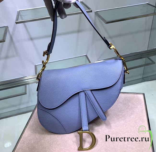 Dior Saddle Bag Blue Grain Leather size 25.5 x 20 x 6.5 cm - 1