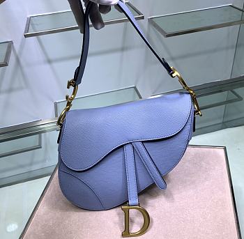 Dior Saddle Bag Blue Grain Leather size 25.5 x 20 x 6.5 cm
