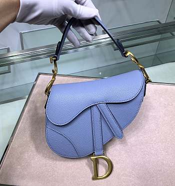 Dior Saddle Bag Light Blue Grain Leather size 20x16x7 cm