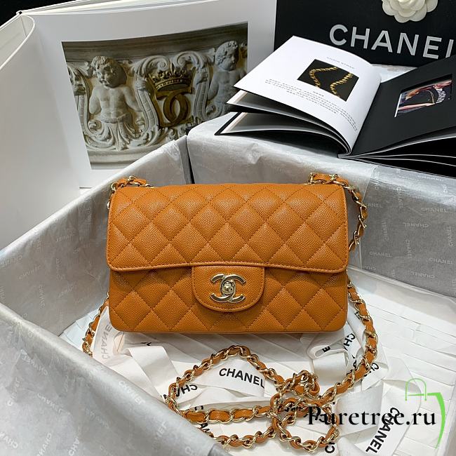 Chanel Classic Double Flap Bag Orange 20cm - 1