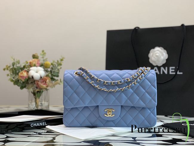Chanel Classic Double Flap Bag Blue 25cm - 1