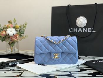 Chanel Classic Double Flap Bag Blue 20cm