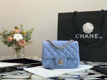 Chanel Classic Double Flap Bag Blue 16 cm