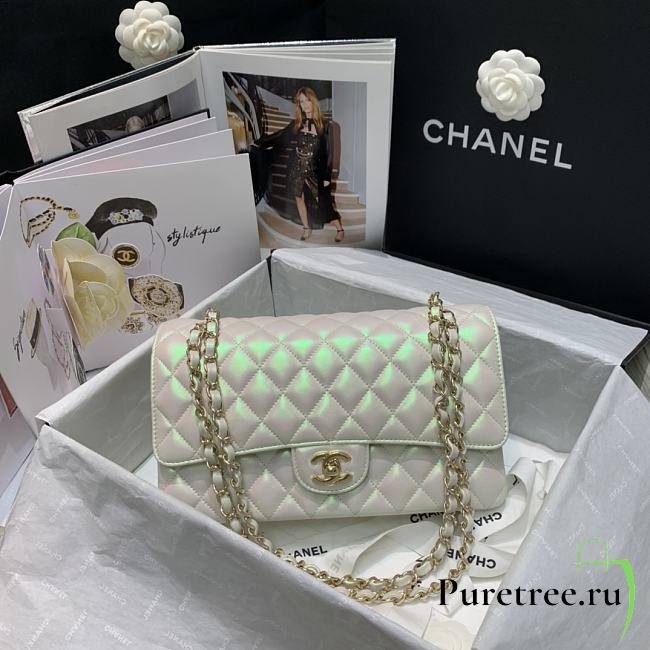 Chanel Classic Double Flap Bag White 20cm - 1