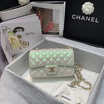 Chanel Classic Double Flap Bag Metalic White 20cm